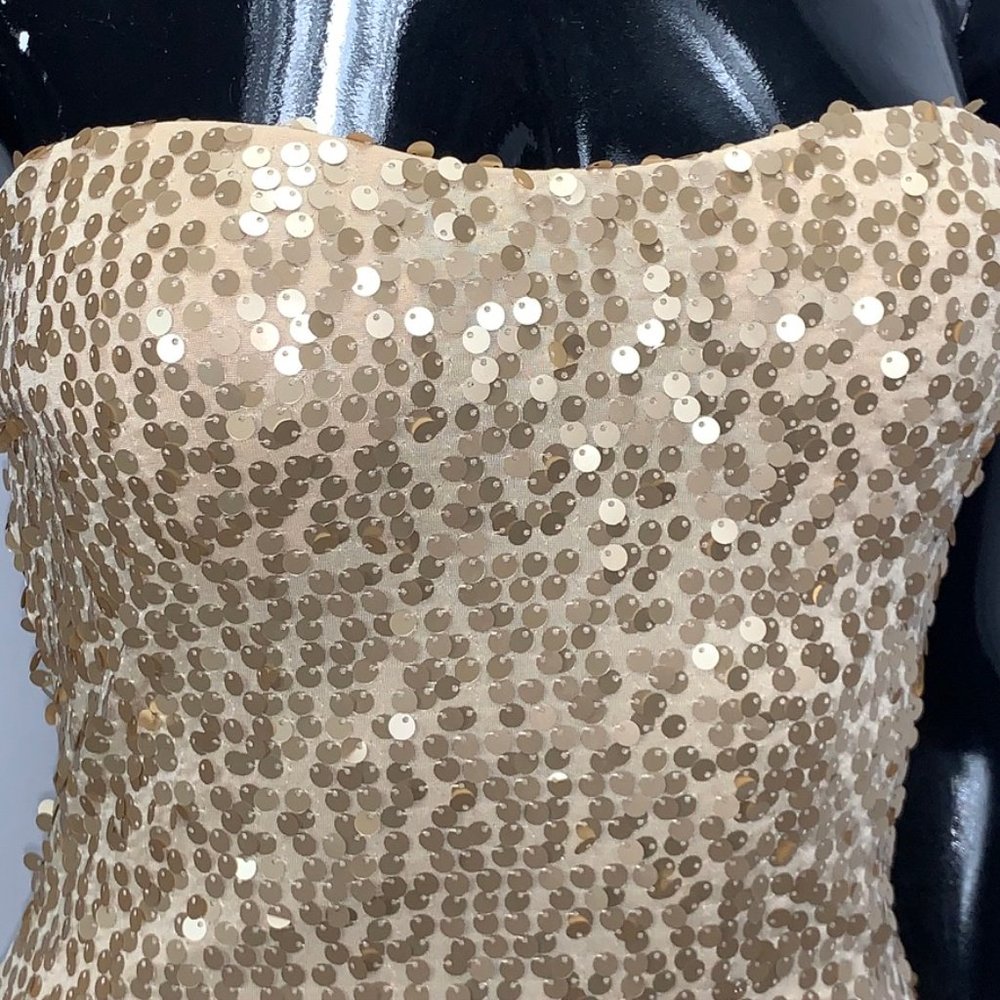 Symphony Gold Sequin Mini Strapless Dress - Picture 5 of 8